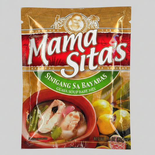 A package of Mama Sita's Sinigang sa Bayabas guava soup base mix, featuring a red and gold design with a bowl of soup and fresh guavas pictured on the front.