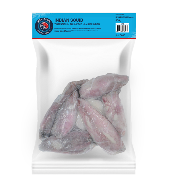 ASIAN PEARL Indian Squid Raw Skin-on 9/15cm 1kg