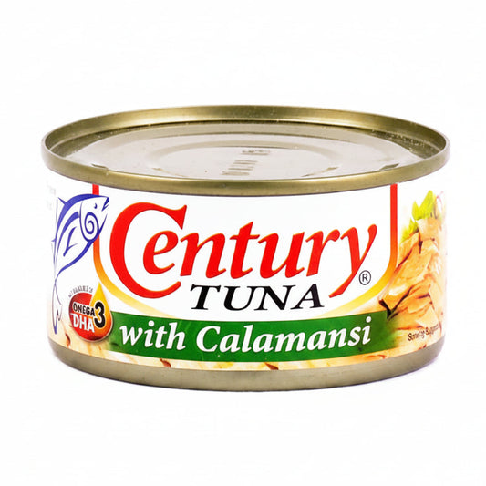 A can of Century Tuna with Calamansi on a plain white background.
