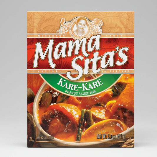 A package of Mama Sita's Kare-Kare Peanut Sauce Mix, featuring a red and gold label with a photo of the prepared peanut sauce dish on the front.