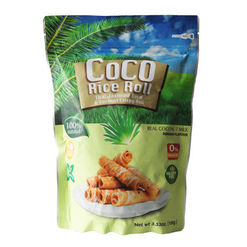 COCO Crispy Rice Roll Pandan 100g